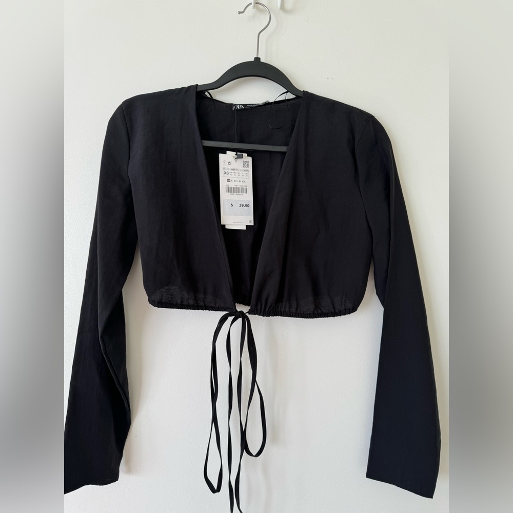 ZARA V-Neck Wrap Shirt - Picture 2 of 5